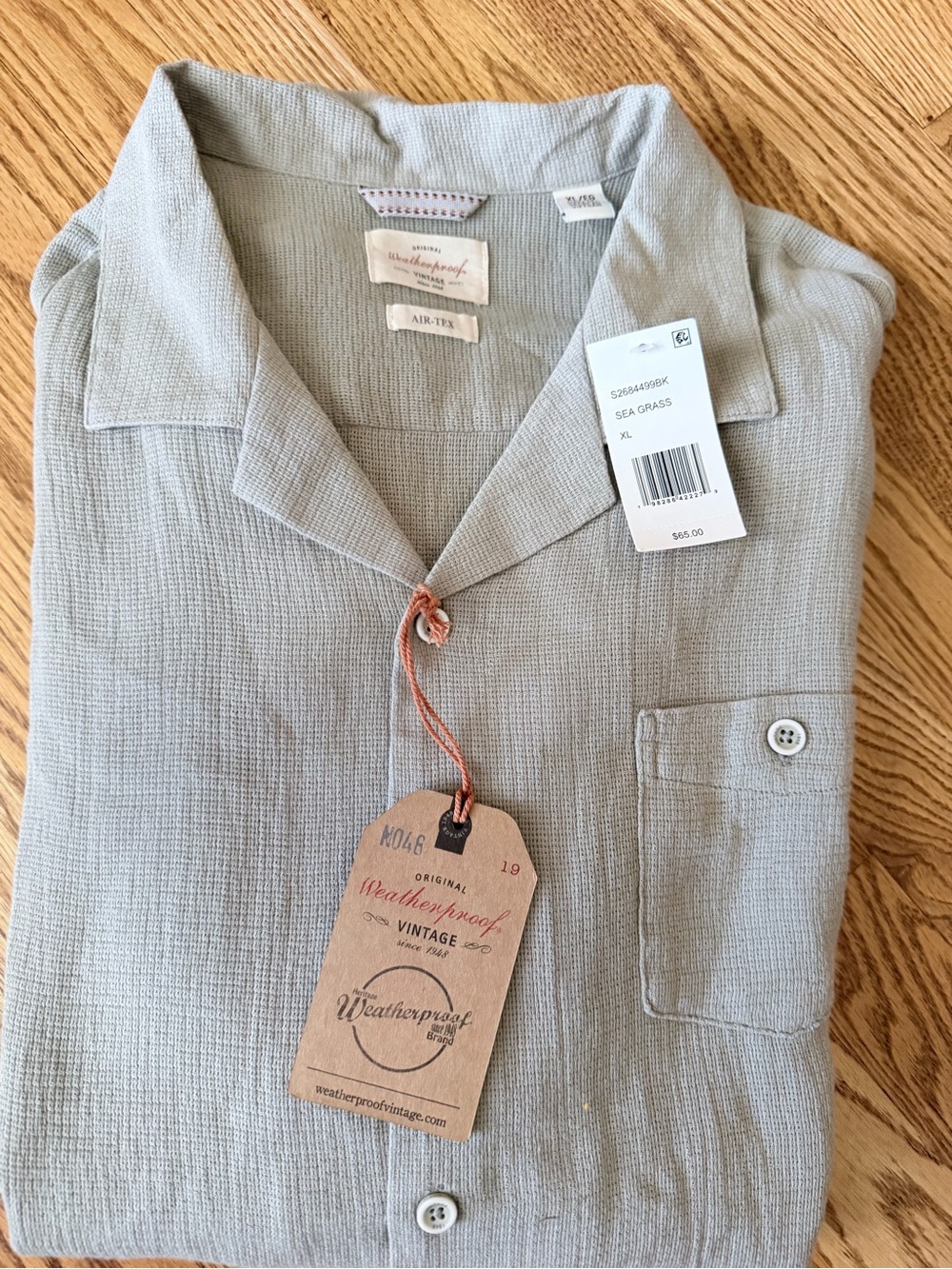 NEW Weatherproof Brand Sea Grass Men's Lightweight Button-down Textured Shirt XL